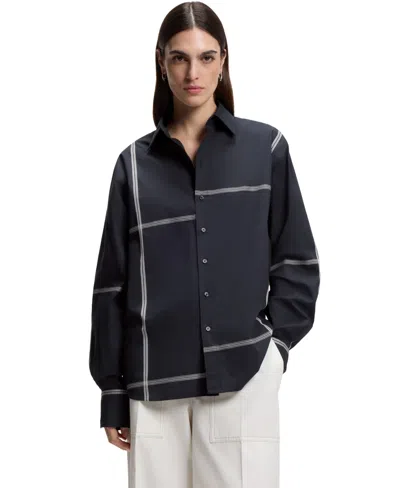 Hugo Boss Boss By  Women's Cotton Canvas Relaxed-fit Blouse In Black