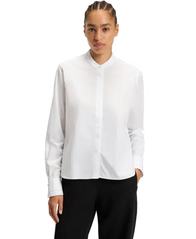 Hugo Boss Boss By  Women's Cotton Poplin Regular-fit Blouse In White