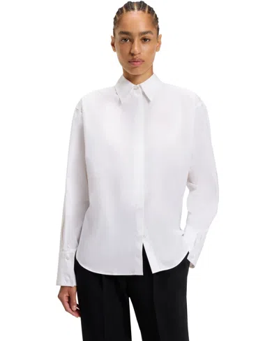 Hugo Boss Boss By  Women's Cotton Relaxed-fit Blouse In White