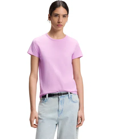 Hugo Boss Boss By  Women's Cotton-jersey Monogram Slim-fit T-shirt In Purple