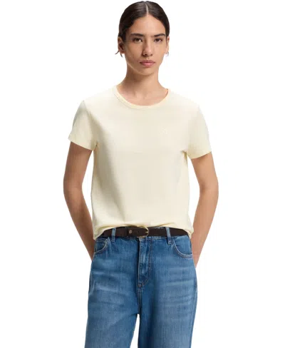 Hugo Boss Boss By  Women's Cotton-silk Blend Slim-fit T-shirt In Brown