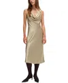 Hugo Boss Cowl-neck Dress In Fluent Satin With Cowl Neckline In Open Beige