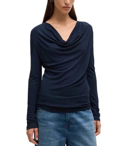 HUGO BOSS BOSS BY HUGO BOSS WOMEN'S COWL-NECK LONG-SLEEVED TOP