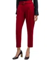 Hugo Boss Regular-fit Cropped Trousers In Crease-resistant Crepe In Bright Red