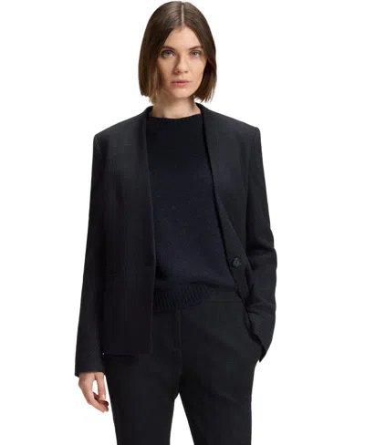 Hugo Boss Boss By  Women's Crease-resistant Herringbone Regular-fit Blazer In Black