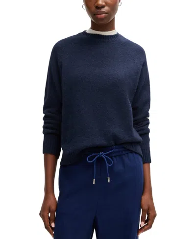Hugo Boss Boss By  Women's Crew-neck Sweater In Open Blue