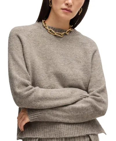 Hugo Boss Boss By  Women's Crew-neck Sweater In Open Grey