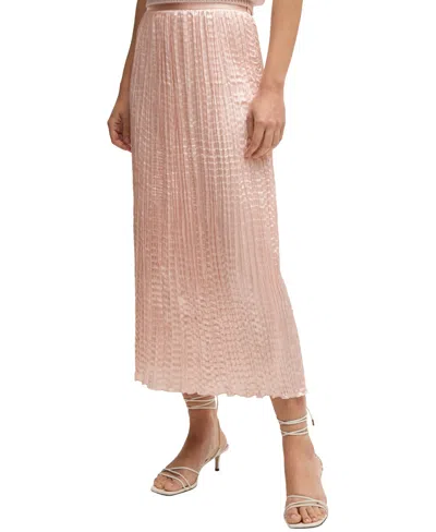 Hugo Boss Boss By  Women's Crinkle Plisse Skirt In Open Pink