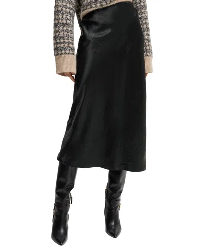 Hugo Boss Satin Midi Skirt In Black
