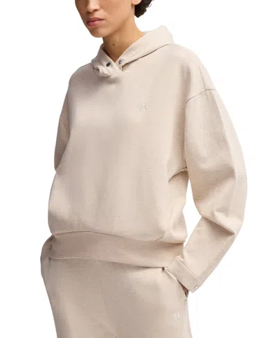 Hugo Boss Boss By  Women's Double B Monogram Hoodie In Open White