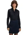 Hugo Boss Boss By  Women's Extra-slim-fit Cotton-jersey Blouse In Blue