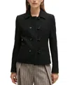 Hugo Boss Extra-slim-fit Jacket In Tweed In Black
