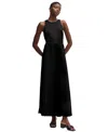 Hugo Boss Boss By  Women's Hammered Satin Plisse Maxi Dress In Black
