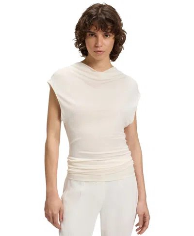 Hugo Boss Boss By  Women's High-neck Matte Fabric Top In White