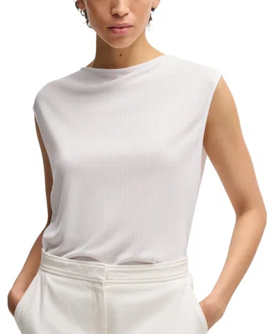 Hugo Boss Boss By  Women's High Neck Sleeveless T-shirt In White
