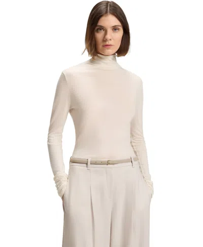 Hugo Boss Boss By  Women's High-neck Top In Soft Jersey In White