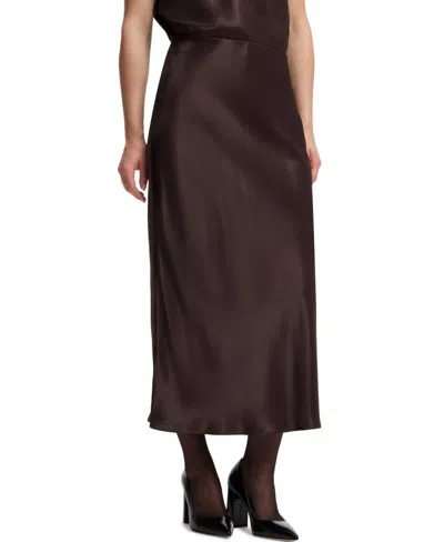 Hugo Boss Boss By  Women's High-waisted A-line Midi Skirt In Brown