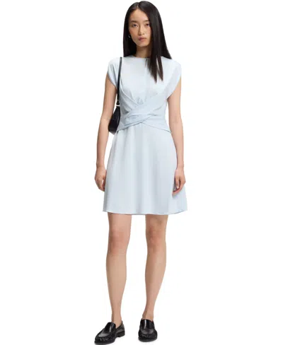 Hugo Boss Keyhole-neckline Dress With Wrap Detail In Blue