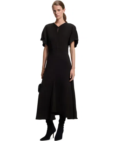 Hugo Boss Boss By  Women's Keyhole-neckline Soft Crepe Dress In Black