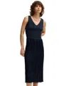 Hugo Boss Boss Fernani Mixed Media Dress In Dark Blue