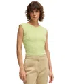 Hugo Boss V-neck Top With Knitted Structure In Open Green