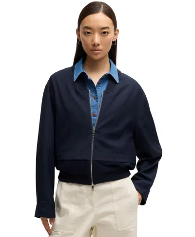 Hugo Boss Boss By  Women's Layered Effect Oversized Jacket In Dark Blue