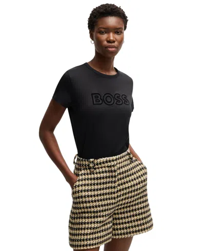 Hugo Boss Boss By  Women's Logo Detail T-shirt In Black