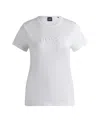 Hugo Boss Mercerized-cotton T-shirt With Logo Detail In Natural