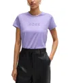 Hugo Boss Mercerized-cotton T-shirt With Logo Detail In Purple