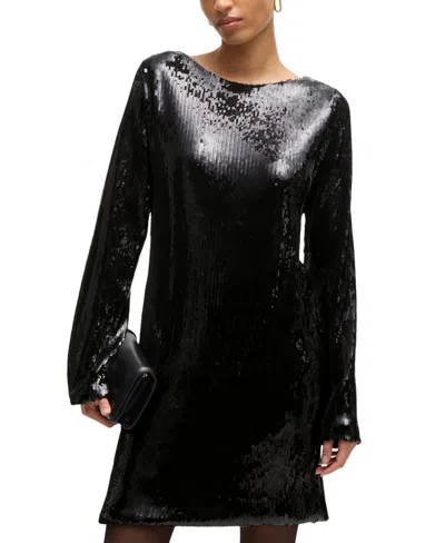 HUGO BOSS BOSS BY HUGO BOSS WOMEN'S LONG-SLEEVED SEQUINED DRESS