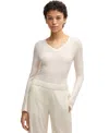 Hugo Boss Boss By  Women's Long-sleeved V-neck Top In Open White