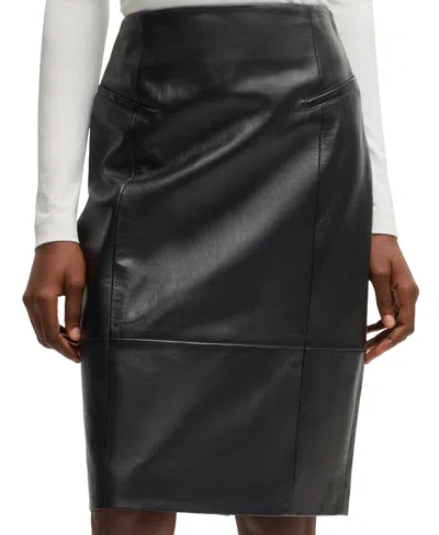 HUGO BOSS BOSS BY HUGO BOSS WOMEN'S LUSTROUS LEATHER PENCIL SKIRT