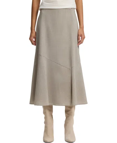 Hugo Boss Melange A-line Skirt In Virgin Wool In Neutral