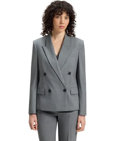 Hugo Boss Boss By  Women's Melange Virgin Wool Double-breasted Blazer In Gray