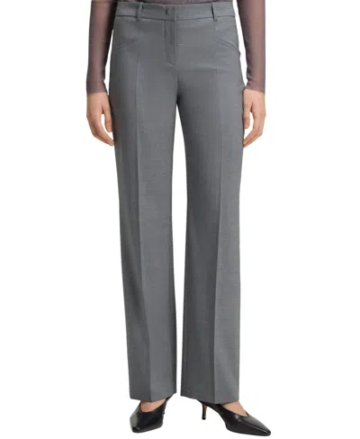 Hugo Boss Boss By  Women's Melange Virgin Wool Relaxed-fit Pants In Gray