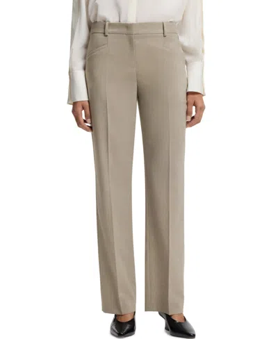 Hugo Boss Boss By  Women's Melange Virgin Wool Relaxed-fit Pants In Brown