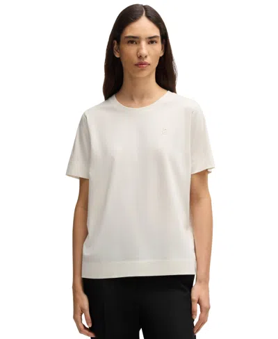 Hugo Boss Boss By  Women's Mercerized Cotton T-shirt In Open White