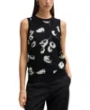 Hugo Boss Merino Wool Knitted Top With Tulip Jacquard In Open Misc