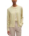 Hugo Boss Merino-wool Cardigan With Button Front In Yellow