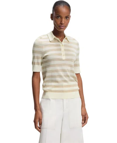 Hugo Boss Boss By  Women's Merino Wool Short-sleeved Sweater In Neutral