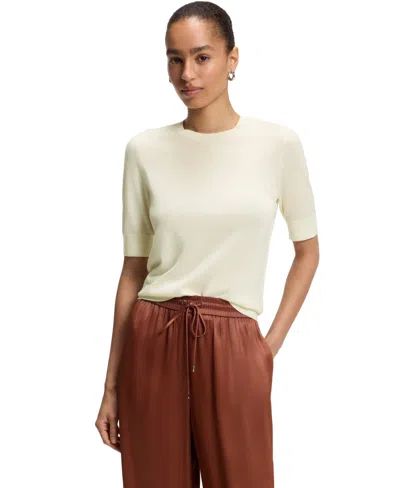 Hugo Boss Boss By  Women's Merino Wool Short-sleeved Sweater In Brown