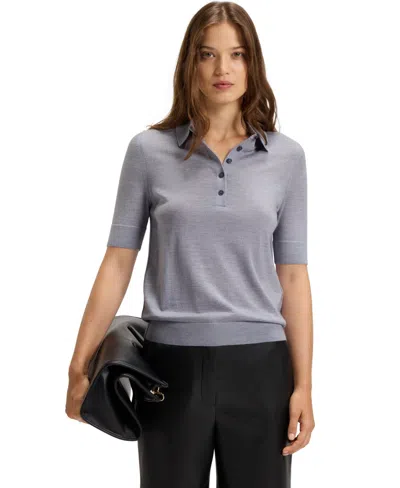 Hugo Boss Boss By  Women's Merino Wool Short-sleeved Sweater In Gray