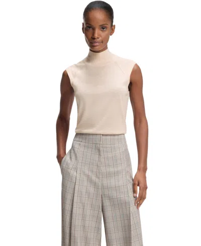 Hugo Boss Boss By  Women's Merino Wool Sleeveless Mock Neck Top In Neutral