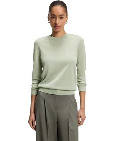 Hugo Boss Boss By  Women's Merino Wool Slim-fit Sweater In Green