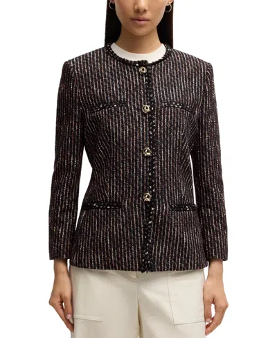 HUGO BOSS BOSS BY HUGO BOSS WOMEN'S MULTICOLORED BOUCLE SLIM-FIT BLAZER