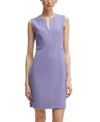 Hugo Boss Sleeveless Dress With Notch Neckline In Purple