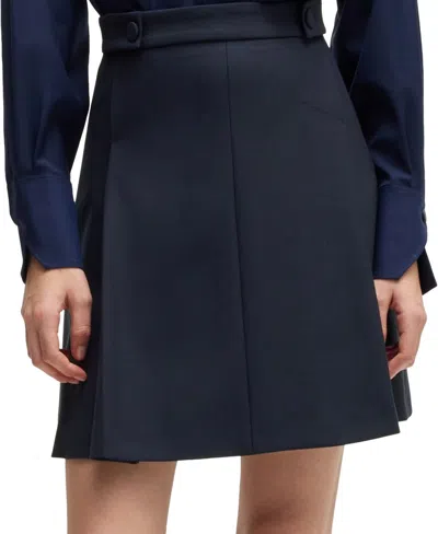 Hugo Boss Boss By  Women's Pleat-front Skirt In Dark Blue
