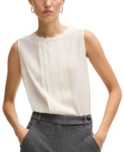 HUGO BOSS BOSS BY HUGO BOSS WOMEN'S PLEAT-FRONT SLEEVELESS BLOUSE