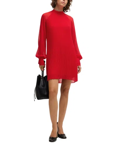HUGO BOSS BOSS BY HUGO BOSS WOMEN'S PLISSE PLEATS HIGH-NECK DRESS