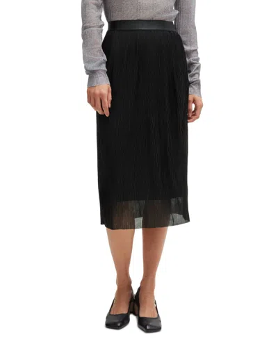 Hugo Boss Boss By  Women's Plisse Pleats Stretch-tulle Skirt In Black